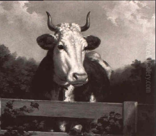 Hereford Cow Oil Painting by Hugo William Arthur Nahl