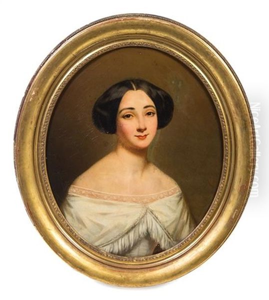 Portrait D'une Jeune Femme Oil Painting by Jean Guillaume Elsidor Naigeon