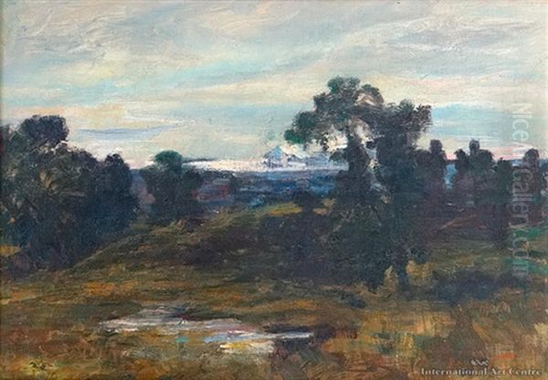 Central North Island Landscape Oil Painting by James M. Nairn