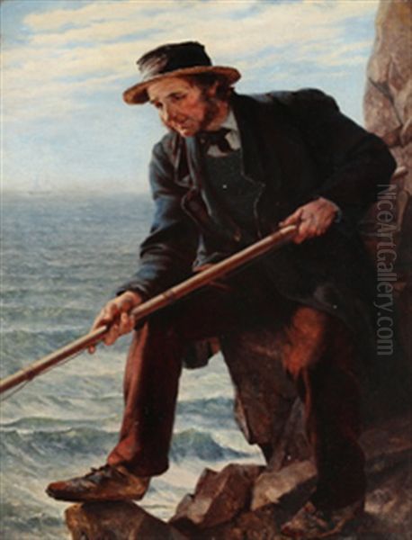 Angling For Rockfish Near Lizard, Devon by John George Naish