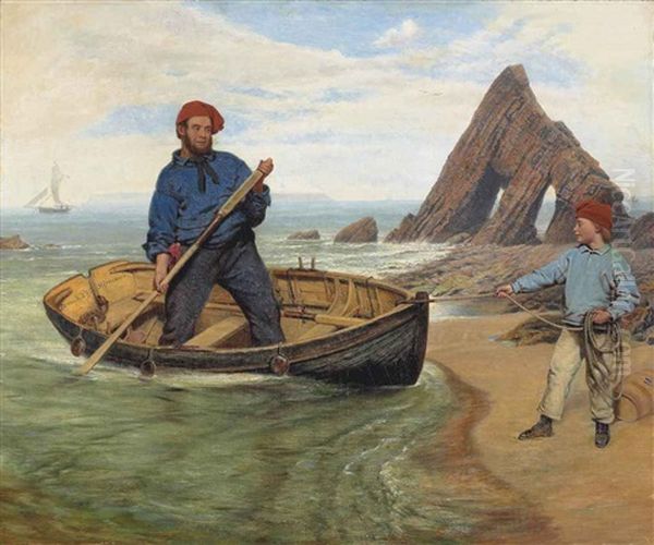 Mooring Up Oil Painting by John George Naish