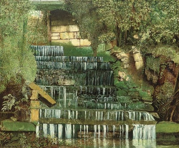 Streaming Water Oil Painting by John George Naish