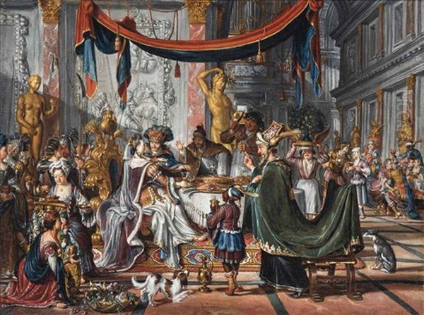 Antony And Cleopatra Oil Painting by Matthys Naiveu