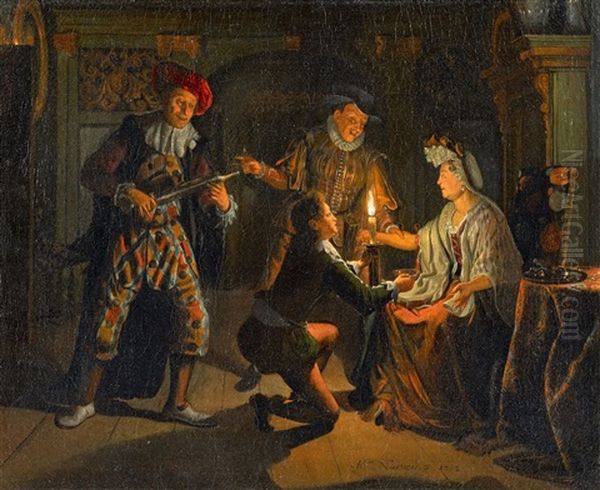 The Matchmaker's Visit Oil Painting by Matthys Naiveu