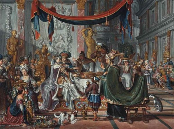 Antony And Cleopatra Oil Painting by Matthys Naiveu