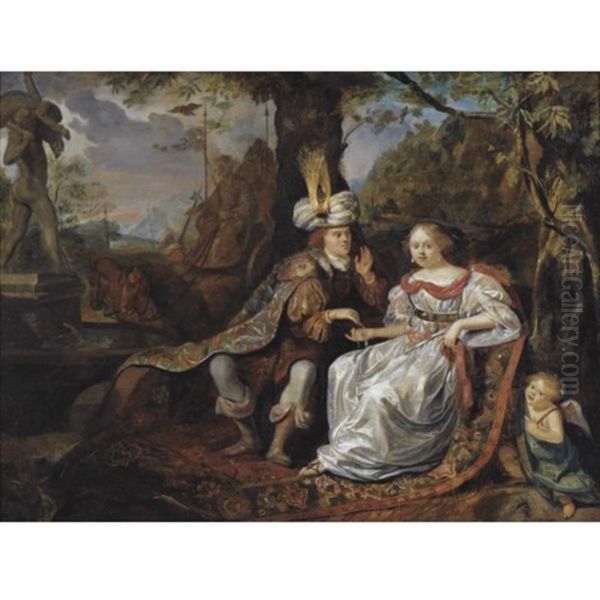 Judah And Tamar Oil Painting by Matthys Naiveu