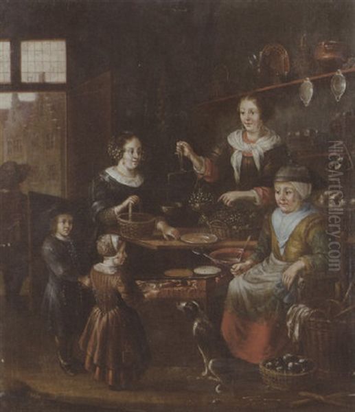 Die Traubenverkauferin Oil Painting by Matthys Naiveu