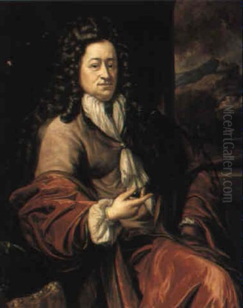 Portrait Of A Gentleman In A Brown Coat And White Cravat Oil Painting by Matthys Naiveu