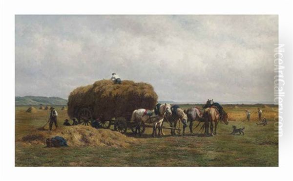 Loading The Hay Wagon Oil Painting by Willem Carel Nakken