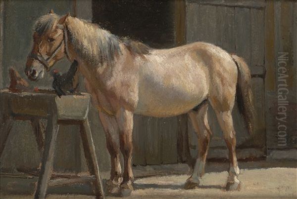 A Horse Oil Painting by Willem Carel Nakken