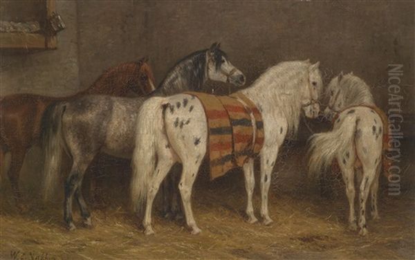 Pferde Im Stall Oil Painting by Willem Carel Nakken