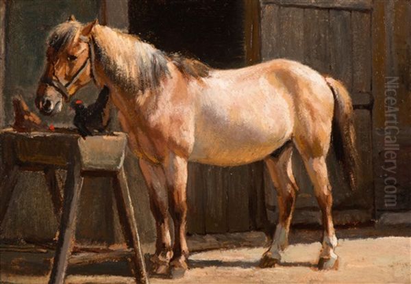 The Oxcart (+ The Workhorse; 2 Works) Oil Painting by Willem Carel Nakken