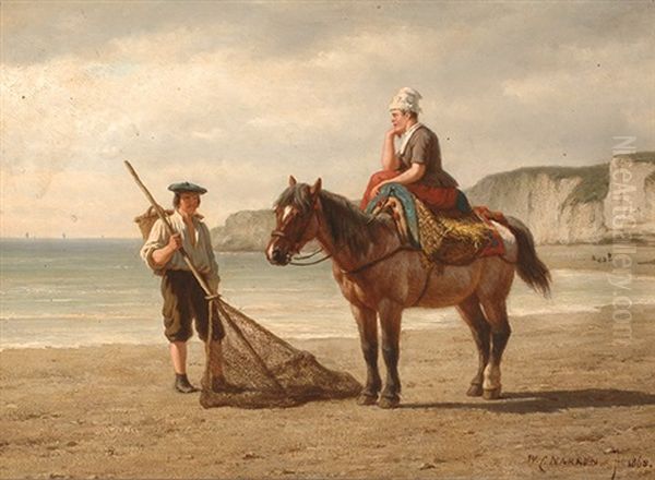 Normandy Shell Fishers On The Coast by Willem Carel Nakken