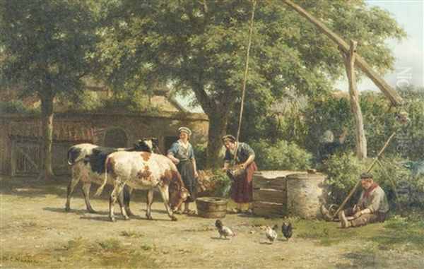 A Picardy Homestead Oil Painting by Willem Carel Nakken