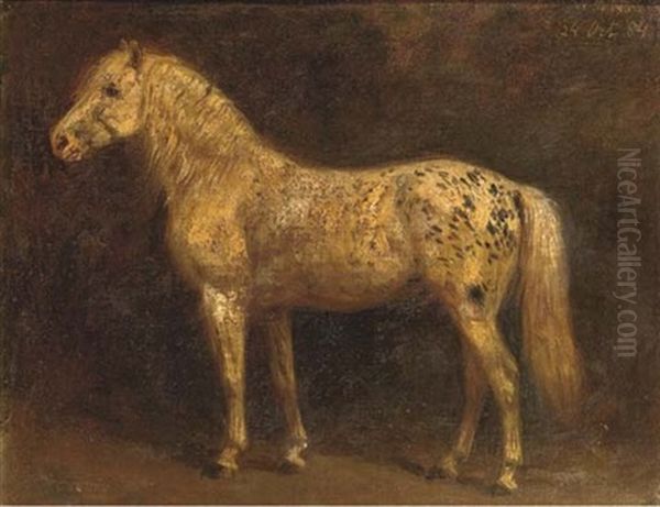 A White Horse Oil Painting by Willem Carel Nakken