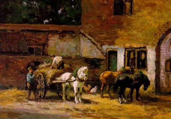 Het Binnenhalen Van Het Hooi Oil Painting by Willem Carel Nakken