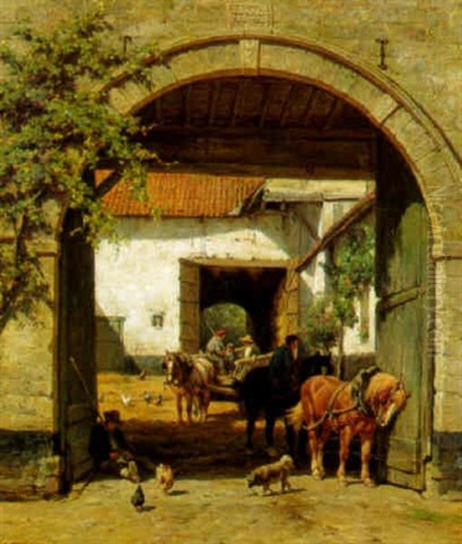 Hofeinfahrt Oil Painting by Willem Carel Nakken