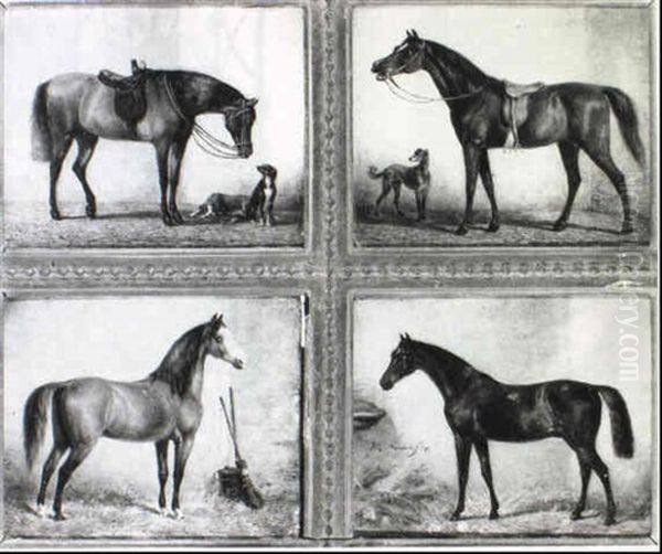 Portraits Of Horses Oil Painting by Willem Carel Nakken