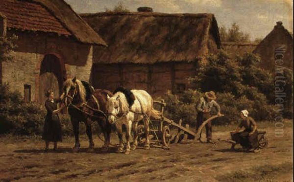 Repairing The Plough Oil Painting by Willem Carel Nakken