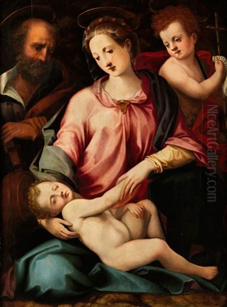 Maria Mit Dem Kind, Heiligem Joseph Und Dem Johannesknaben Oil Painting by Giovanni Battista di Matteo Naldini