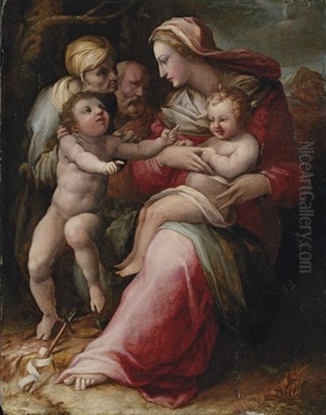 The Holy Family With Saint Elizabeth And The Infant Saint John The Baptist Oil Painting by Giovanni Battista di Matteo Naldini