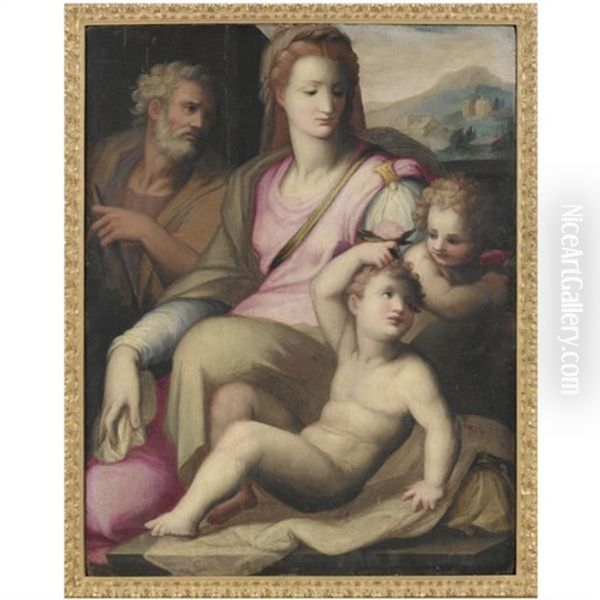 The Holy Family With The Infant Saint John The Baptist Oil Painting by Giovanni Battista di Matteo Naldini