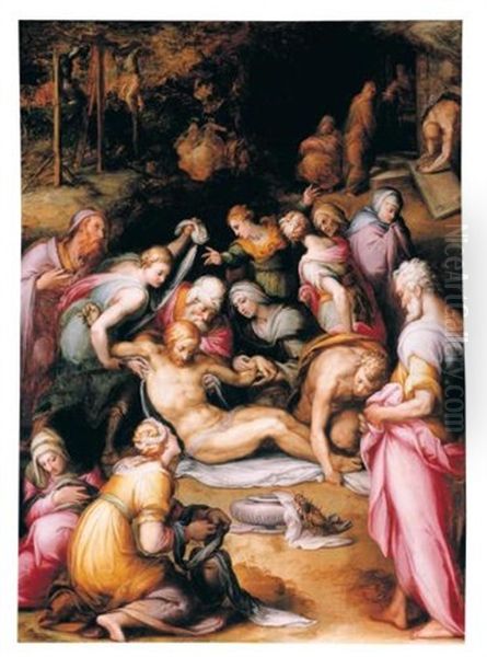 The Lamentation Over The Dead Christ Oil Painting by Giovanni Battista di Matteo Naldini