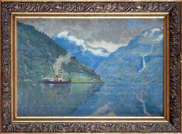 W Fiordach Norwegii Oil Painting by Wladimir (Wlodzimierz) Nalecz