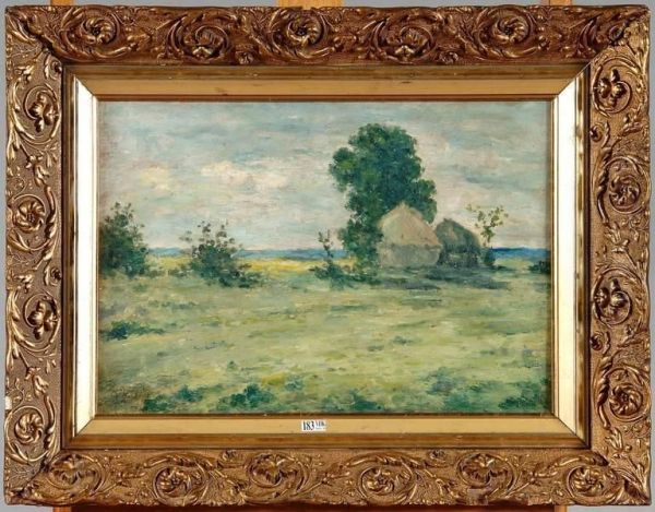 Paysage Aux Meules De Foin Oil Painting by Frantz Binje