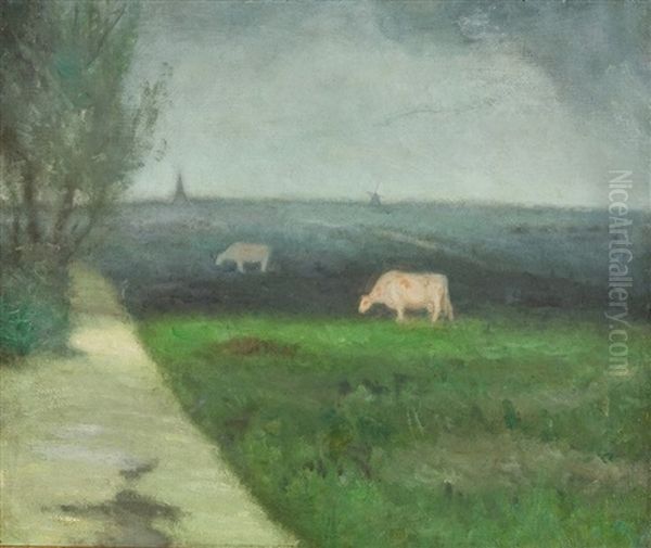 Buiig Weer - Regenwetter Oil Painting by Dirk (Berend) Nanninga