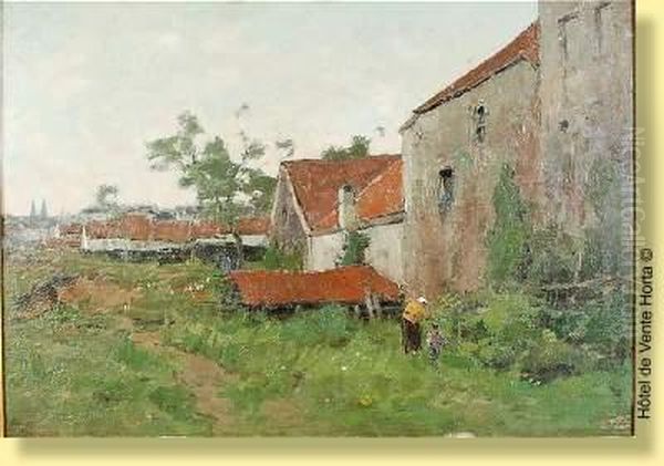 Devant La Ferme Oil Painting by Frantz Binje