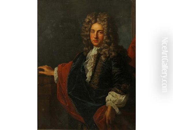 Portrait Of A Gentleman, Bust-length, In A Lace Cravat Oil Painting by Robert Nanteuil