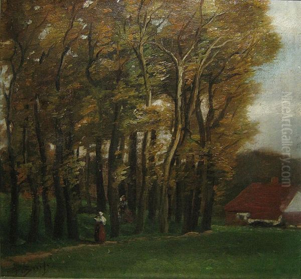 Huis In Het Bos. Oil Painting by Franz Binje