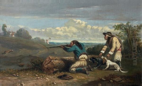 Scene De Chasse Au Renard En Bretagne Oil Painting by Celestin Francois Nanteuil-Leboeuf