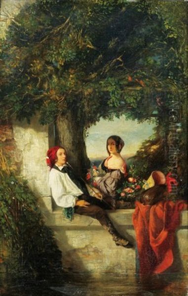 Conversation Sous Un Arbre Oil Painting by Celestin Francois Nanteuil-Leboeuf