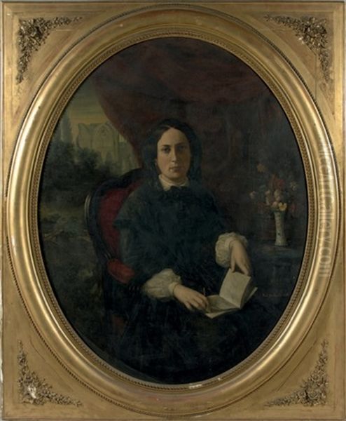 Portrait De Femme Dans Un Interieur Oil Painting by Paul Celestin Louis Nanteuil-Lebouf