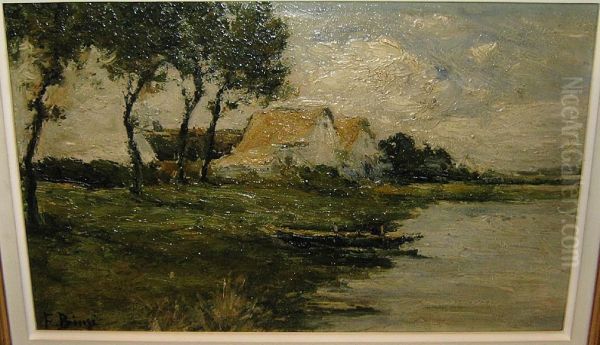 Maisons Au Bord De La Riviere Oil Painting by Franz Binje