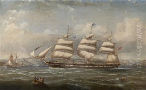 The Windjammer "caernarvon Castle" In The Clyde Oil Painting by George Alexander Napier