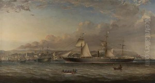 The Screw Steamer "columbia" Passing The Port Of Greenock Oil Painting by George Alexander Napier