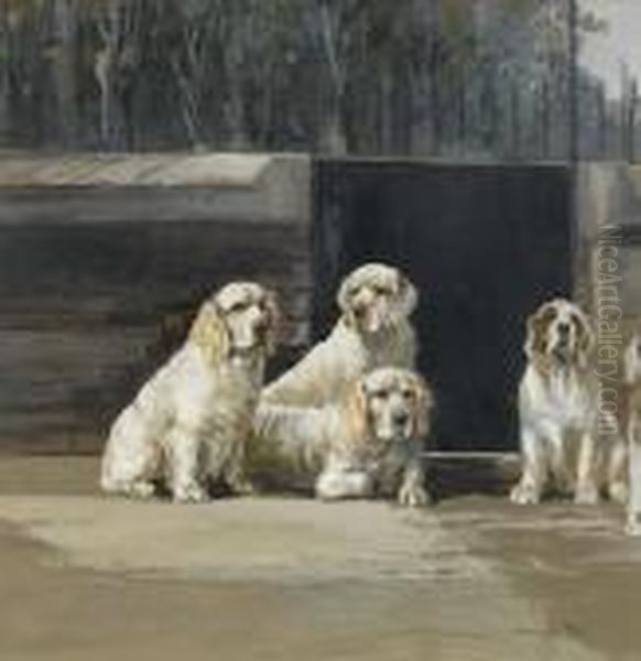 King George V Clumber Spaniels At Sandringham Oil Painting by Binks, R. Ward