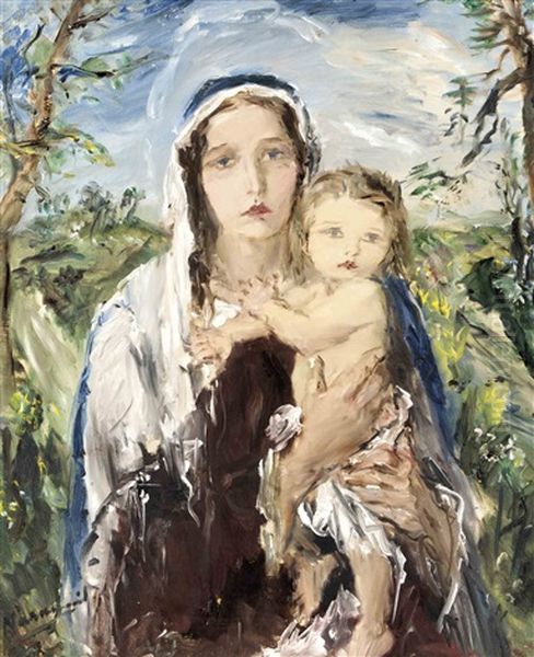 Madonna Mit Dem Christusknaben Oil Painting by Aurel Naray