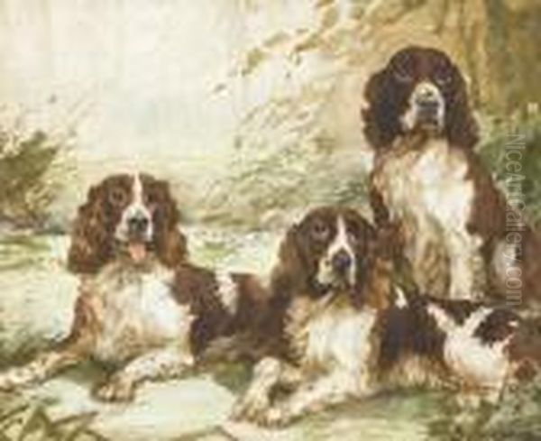 Three Springer Spaniels Oil Painting by Binks, R. Ward