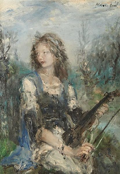 La Jeune Violoniste Oil Painting by Aurel Naray