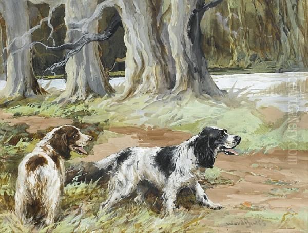 Spaniels Waiting Events Oil Painting by Binks, R. Ward