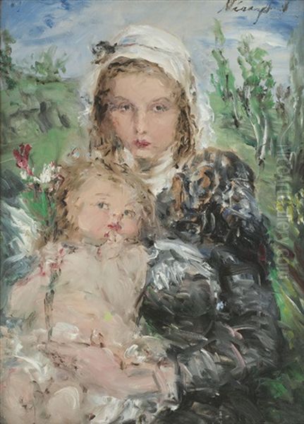 Maternity Oil Painting by Aurel Naray