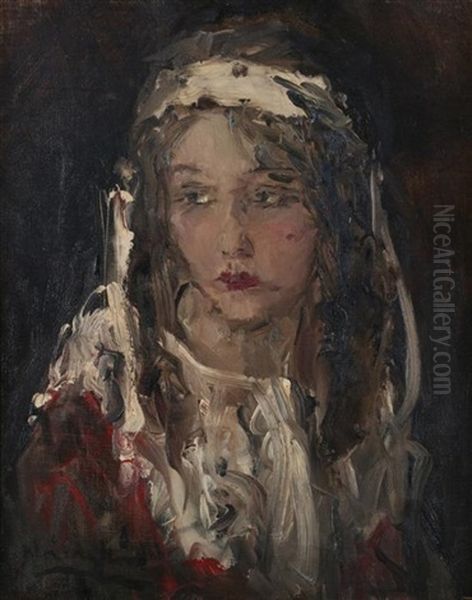 Portrait Of A Woman Oil Painting by Aurel Naray