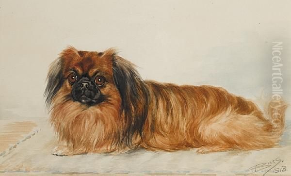 A Pekingese Oil Painting by Binks, R. Ward