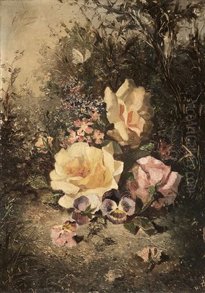 Rosas Y Pensamientos Oil Painting by Francisco Narbona Beltran