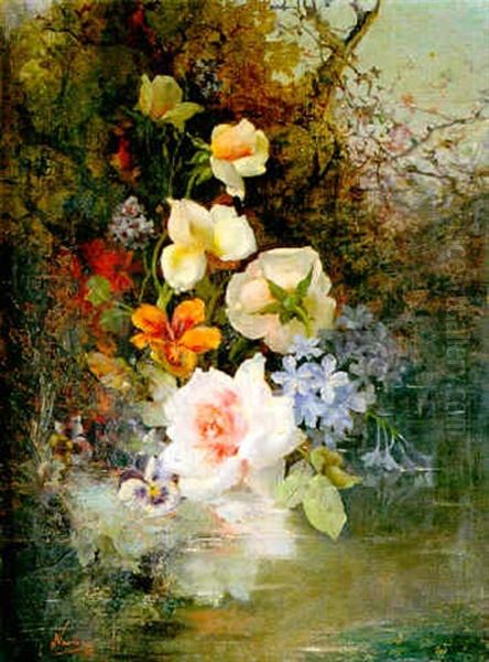 Flores En Un Paisaje Oil Painting by Francisco Narbona Beltran