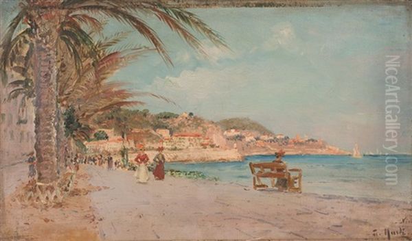 Nice - La Promenade Des Anglais Oil Painting by Francois Nardi